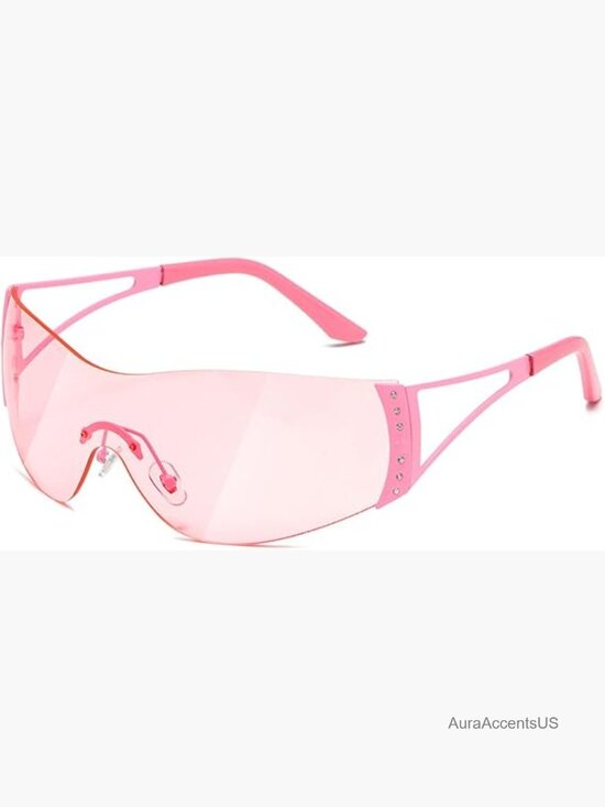 Rimless Wrap Y2K Sunglasses Oversized Shield UV400 Unisex main image 4